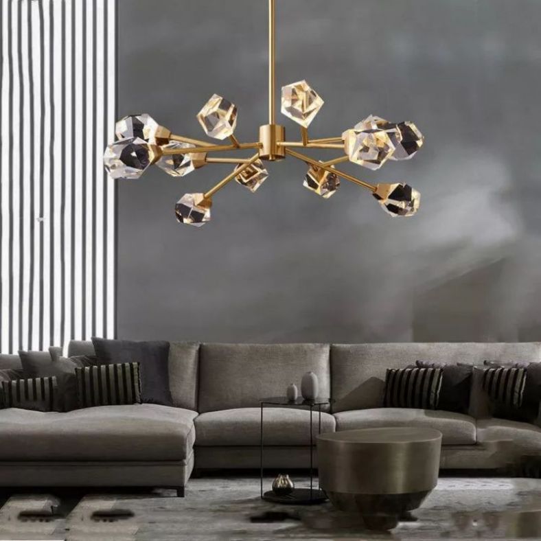 Angelia Faceted Oval Chandelier For Living Room - jchandelier