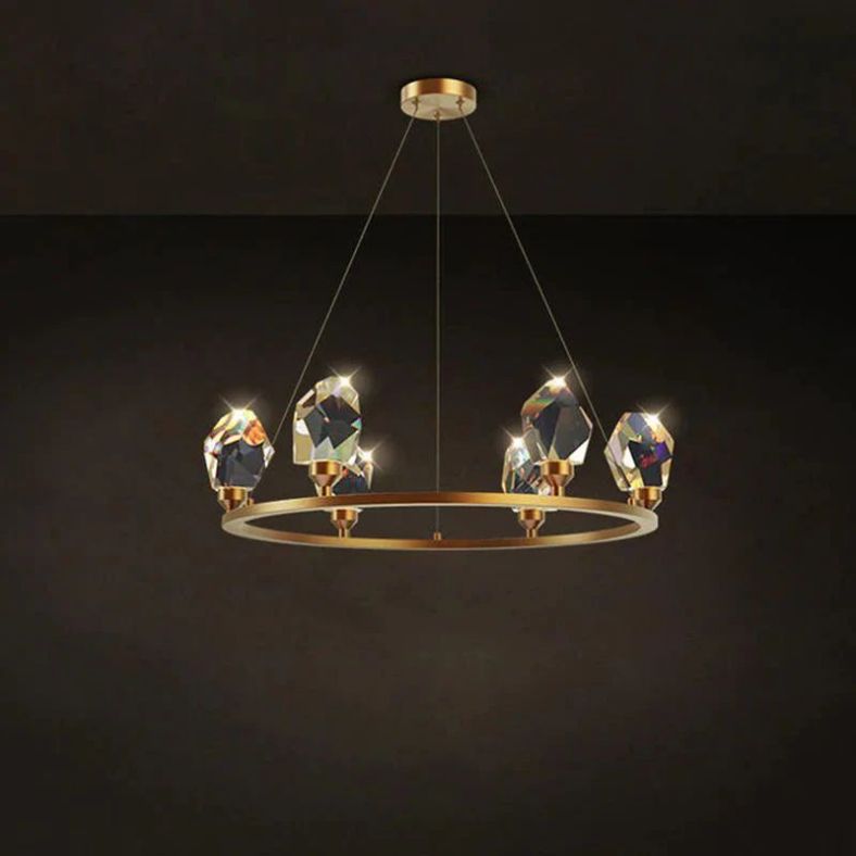 Angelia Faceted Crystal Prisms Crown Chandelier - jchandelier